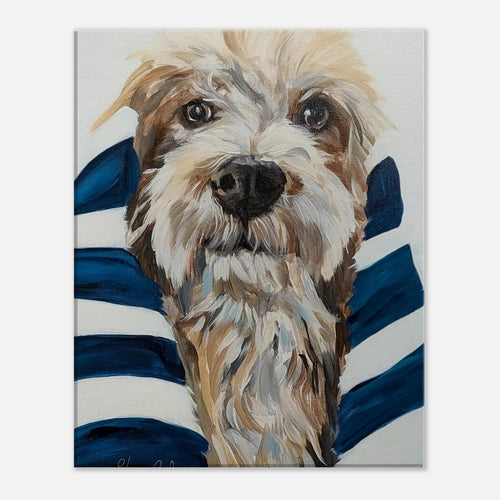 golden doodle dog portrait giclee canvas print- liver by Nauti Puppy Fine Art